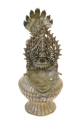 Lot 110 - An Indian Bronze Ewer, of fluted double gourd...