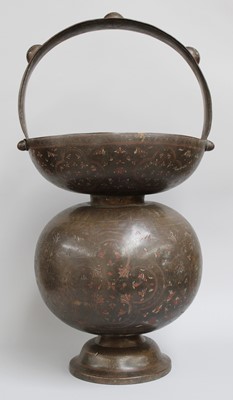 Lot 376 - An Indian Bidri Ware Water Vessel, of gourd...