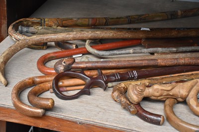 Lot 391 - Three African Tribal Carved Hardwood Staffs,...