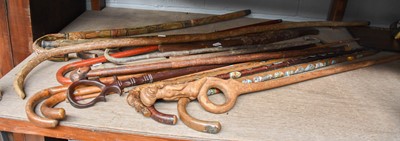 Lot 391 - Three African Tribal Carved Hardwood Staffs,...