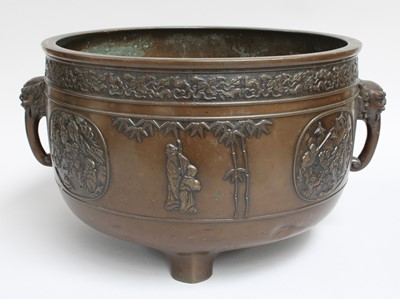 Lot 383 - A Japanese Bronze Planter, Meiji Period, with...