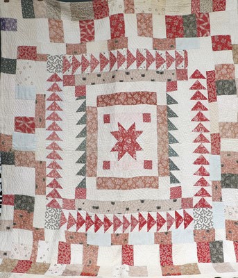 Lot 2033 - Late 19th/Early 20th Century Patchwork Quilt,...