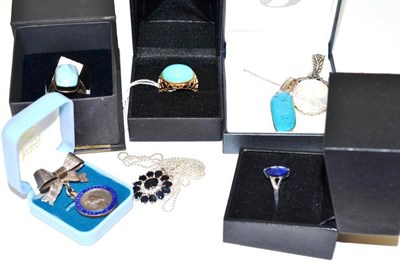 Lot 9 - Assorted silver and white metal jewellery and a 9ct gold dress ring