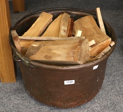 Lot 1148 - Copper Log bin with swing handle