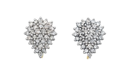 Lot 2057 - A Pair of Diamond Cluster Earrings the pear...