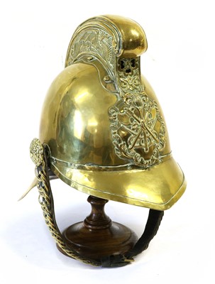 Lot 163 - A Pre-War Merryweather Brass Fireman's Helmet,...