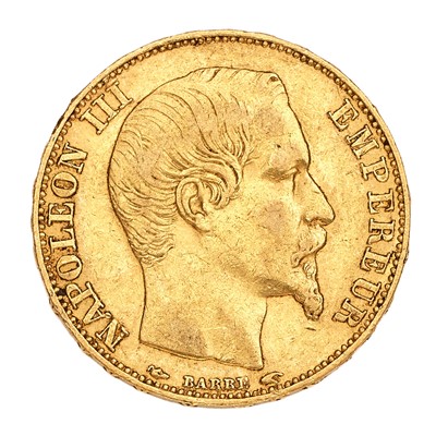 Lot 320 - France, 20 France 1854 (.900 gold, 21mm,...