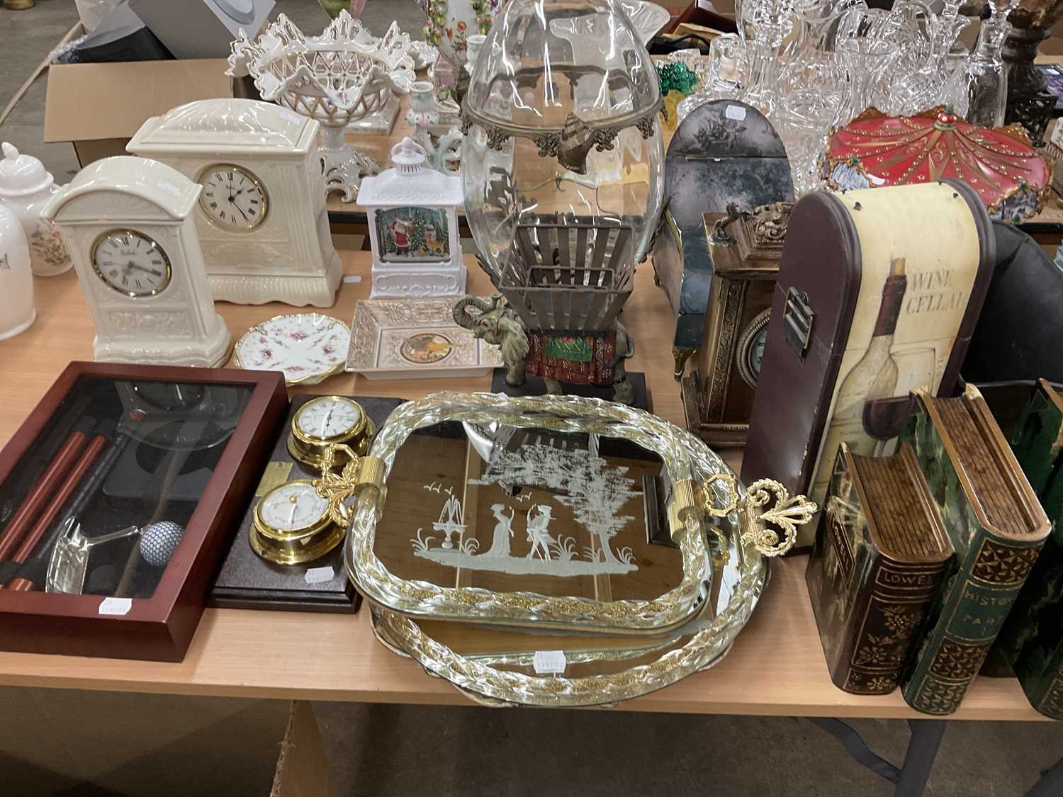 Lot 342 - Two Belleek Clocks and Various Modern...