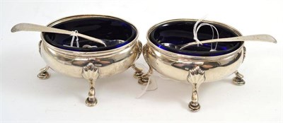Lot 26 - A pair of George III silver salts, Hester Bateman, London 1784, each oval with gilt interiors...