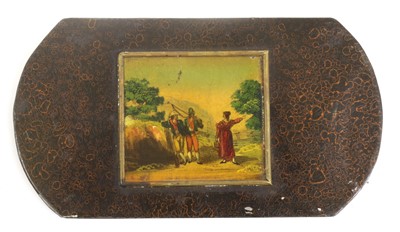 Lot 558 - A Regency Toleware Cigar Case, painted with a...