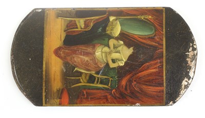 Lot 558 - A Regency Toleware Cigar Case, painted with a...