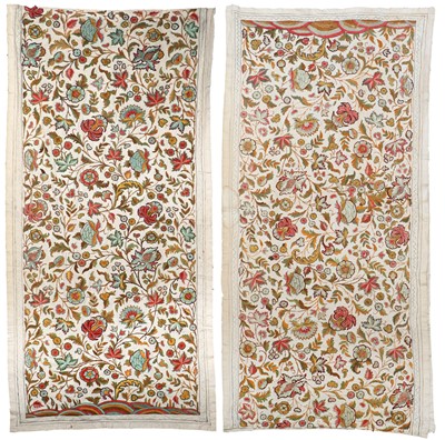 Lot 2142 - A Pair of Early 20th Century Crewelwork...