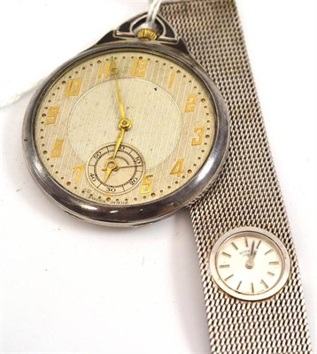 Lot 28 - A lady's silver wristwatch signed Rotary and an Art Deco pocket watch with cased stamped '925'