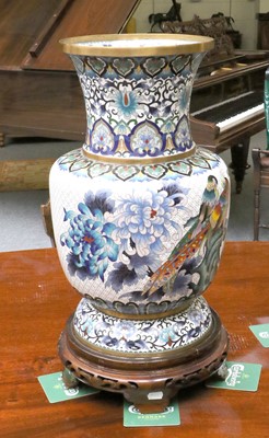 Lot 386 - A Modern Chinese Cloisonne Vase, white ground,...