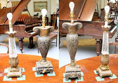 Lot 1128 - Two Pairs of Modern Table Lamps