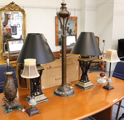 Lot 1125 - A Pair of Modern Table Lamps, a Pair of...