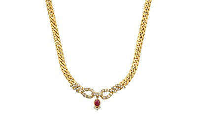 Lot 2186 - A Synthetic Ruby and Diamond Necklace the...