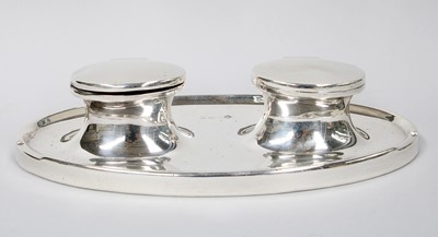 Lot 56 - A George V Silver Two-Bottle Inkstand, Maker's...
