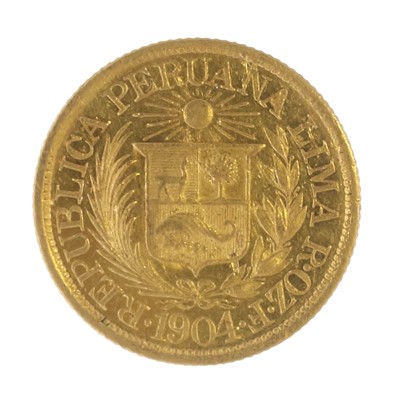 Lot 337 - Peru, Half Libra 1904, (.917 gold, 19mm,...