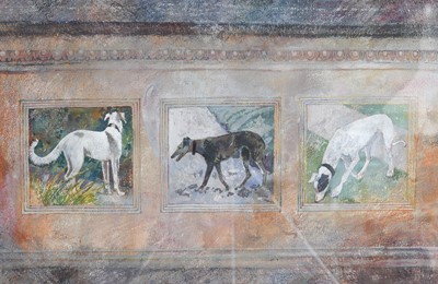 Lot 1045 - Frances Winder (Contemporary) "Dogs at Home"...