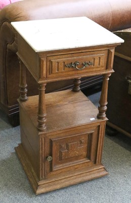 Lot 1156 - Pair of Marble Top Bedside Tables, 42cm square...