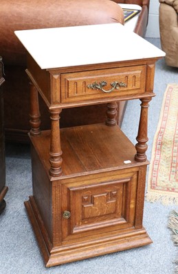 Lot 1156 - Pair of Marble Top Bedside Tables, 42cm square...