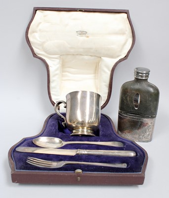 Lot 73 - A Cased Victorian Silver Christening-Set, The...