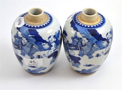 Lot 45 - A pair of modern Chinese blue and white jars in 18th century style