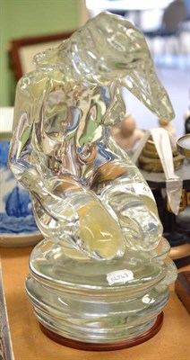 Lot 47 - Glass seated nude, signed