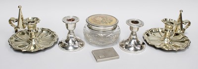 Lot 48 - A Silver powder Compact, a glass powder bowl...