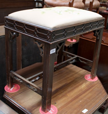 Lot 1374 - A Chinese Chippendale Style Mahogany Stool,...