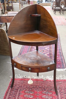 Lot 1380 - A George III Mahogany Corner Washstand, with...