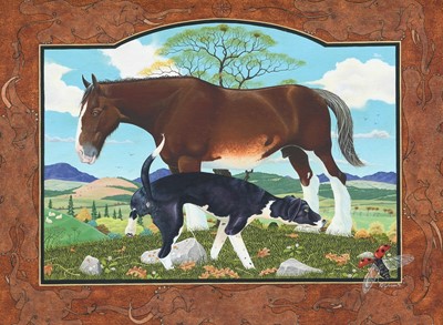 Lot 1016 - Phil Gibson (Contemporary) "Horse and Dog"...