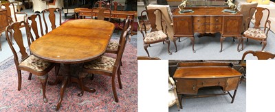 Lot 1172 - A Reproduction Walnut Dining Suite comprising...