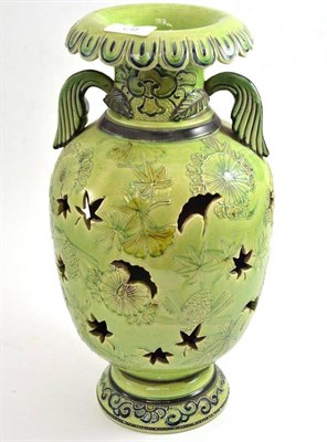 Lot 62 - Oriental style green vase