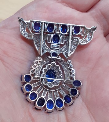 Lot 2234 - A Sapphire and Diamond Brooch/Pendant the...