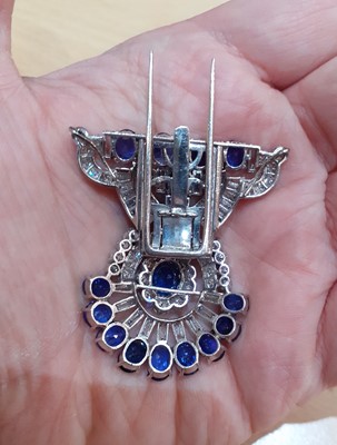 Lot 2234 - A Sapphire and Diamond Brooch/Pendant the...