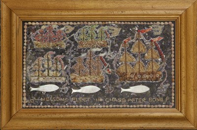 Lot 533 - A Shell Picture, depicting various warships...