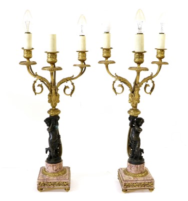 Lot 531 - A Pair of Gilt and Patinated Bronze...
