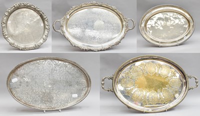 Lot 462 - Two Silver Plate Tea-Trays, each oval and with...