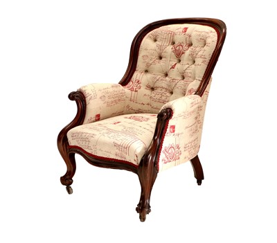 Lot 879 - A Victorian Mahogany-Framed Armchair, circa...