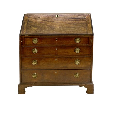 Lot 702 - A George III Mahogany and Pine-Lined Bureau,...