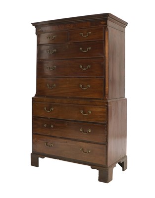 Lot 1248 - A George III Mahogany Chest on Chest, with...