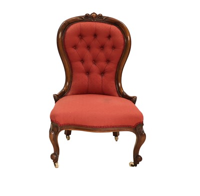 Lot 1340 - A Victorian Rosewood-Framed Nursing Chair,...