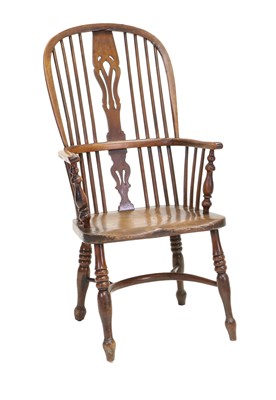 Lot 659 - A Mid 19th Century Yewwood, Elm-Seated...