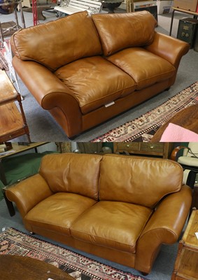 Lot 1131 - A Pair of Leather Sofas (one of which is a...