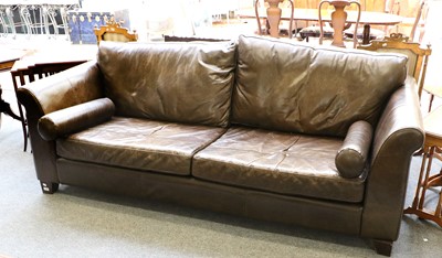 Lot 1169 - A Brown Halo Three Seater Leather Sofa,...