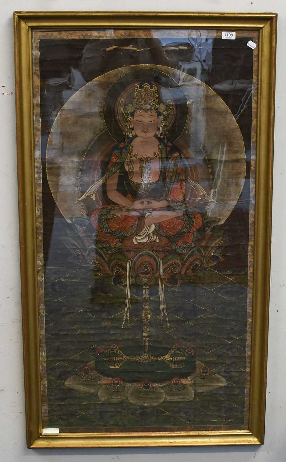 Lot 1108 - Tibetan Thangka, gouache on silk, portrait of...