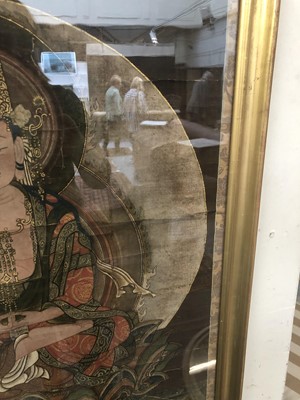 Lot 1108 - Tibetan Thangka, gouache on silk, portrait of...
