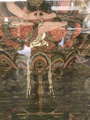 Lot 1108 - Tibetan Thangka, gouache on silk, portrait of...